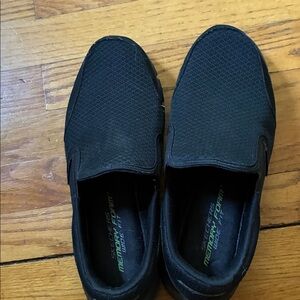 Skechers Men's Black Mesh Slip-Ons